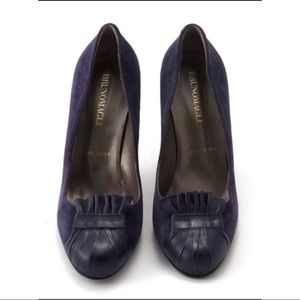 BRUNO MAGLI 7.5 Suede Purple Pumps Leather Accents